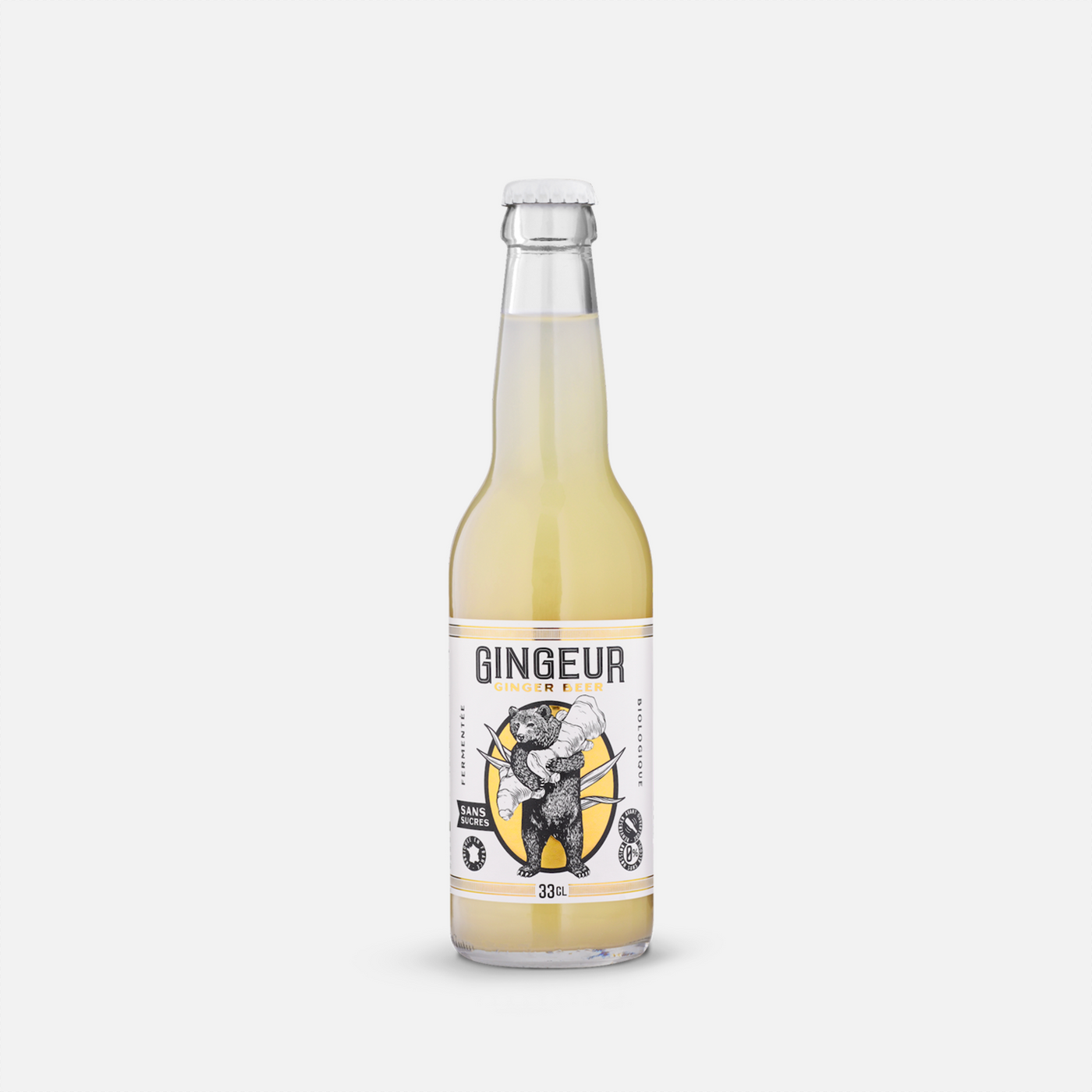 GINGEUR Ginger Beer Sans Sucres - Biologique & Naturellement Fermenté - Bouteille 12x33cl - Retrait Pick-up Anglet uniquement